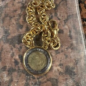 Gold Chain Necklace with Coin Pendant